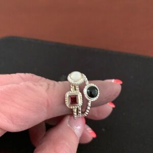 Set of 3 sterling silver stone rings